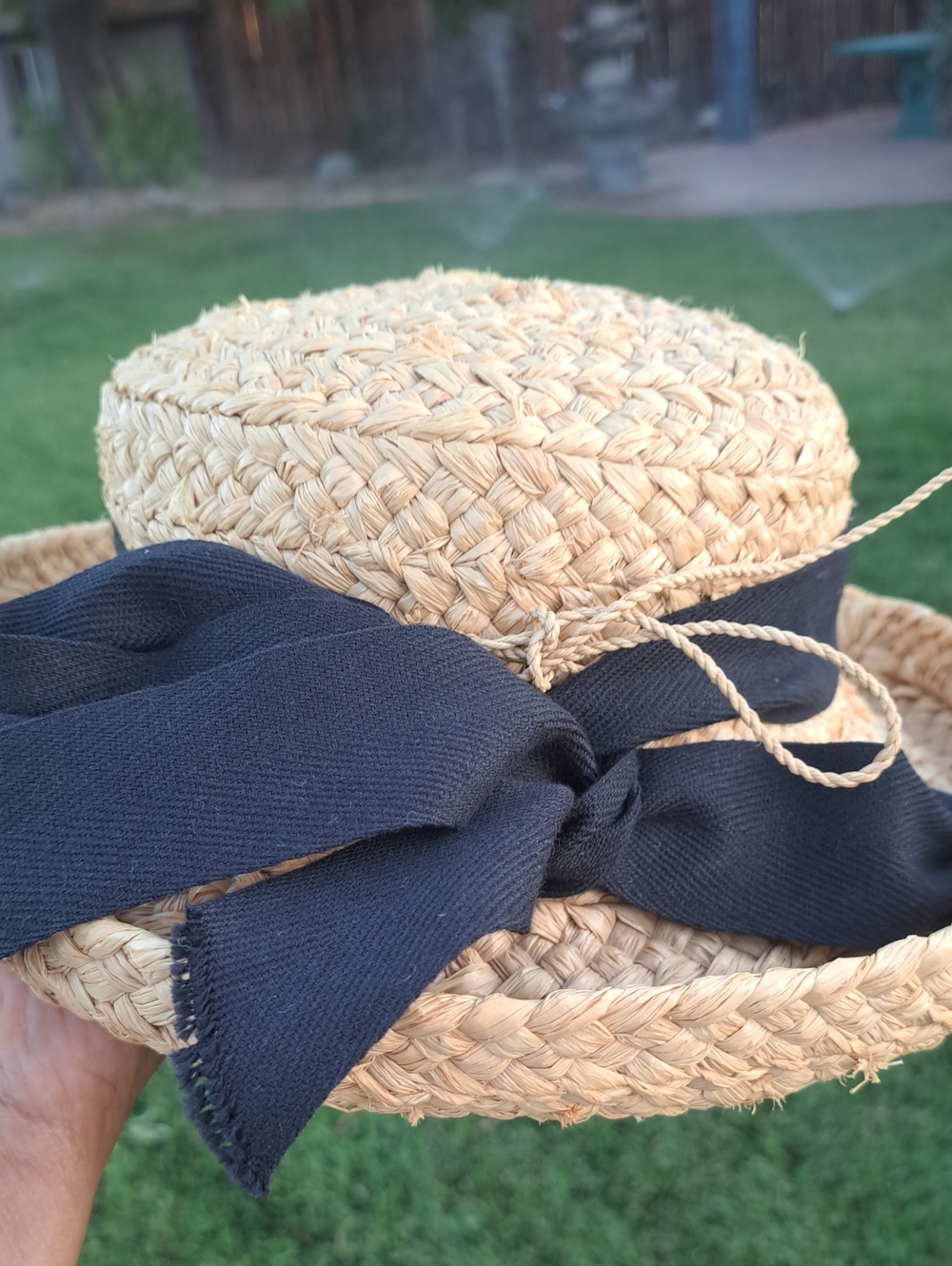 EUC Helen Kaminski Classic 5 Raffia Sun Hat Black Ribbon OS - Picture 2 of 6